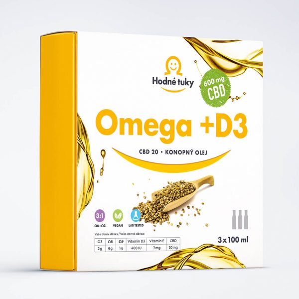 Omega +D3 konopný olej s 600 mg CBD balení